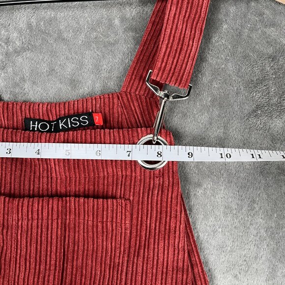 HOT KISS Red Corduroy Overall Dress Juniors' 7 Y2K Academia Preppy Buckle Mini - Picture 6 of 12